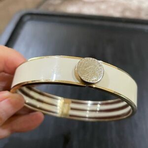 EC HENRI BENDEL Gold and Cream Bangle Bracelet